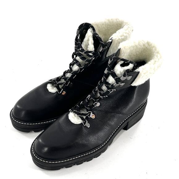 Bernardo Dash Combat Boots 8 Black NWOT Sherpa Ankle Booties Lace Up Moto Grunge - Picture 5 of 8